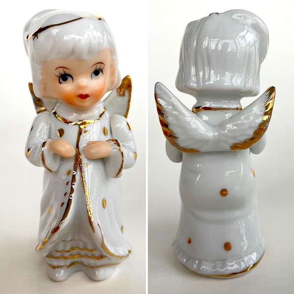 A Set of Three Vintage Porcelain Angel Figurines - Picture 8 of 16